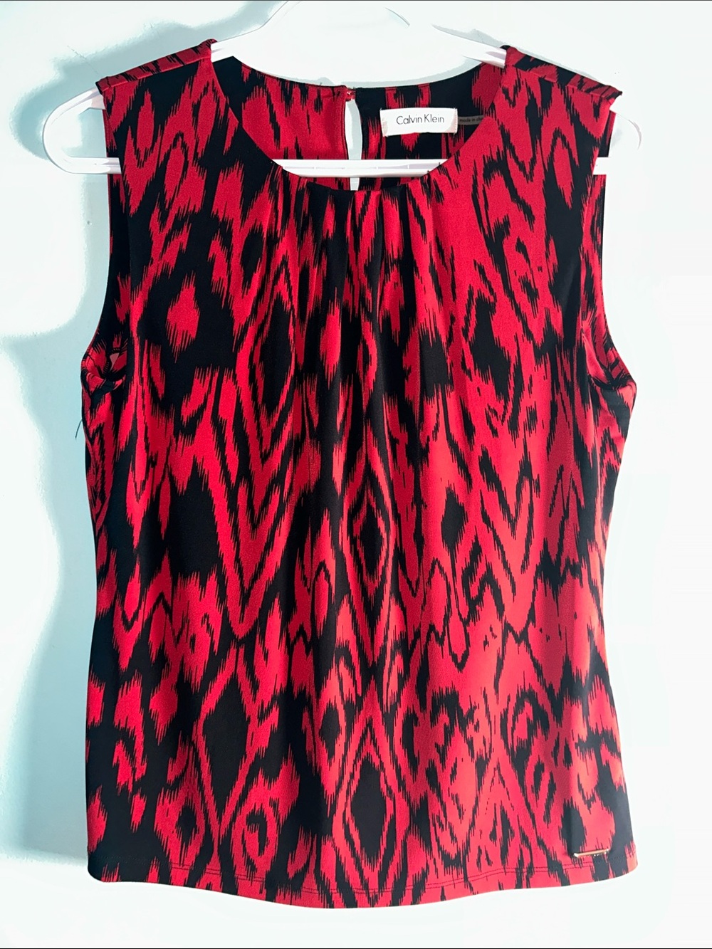 Calvin Klein Red and Black Sleeveless Printed Camisole